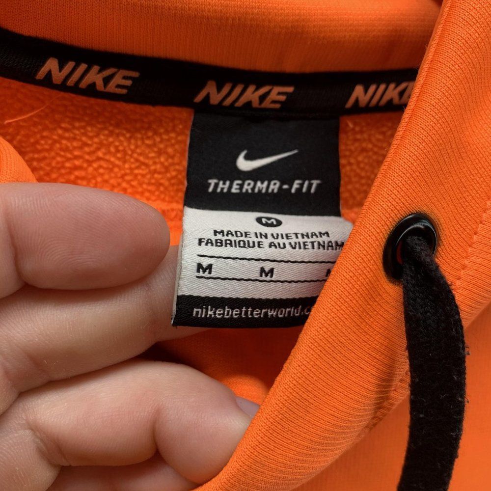 Nike Jacket Men Medium Adult Orange Swoosh Outdoors Hoodie Sweatshirt Drawstring - Picture 5 of 12